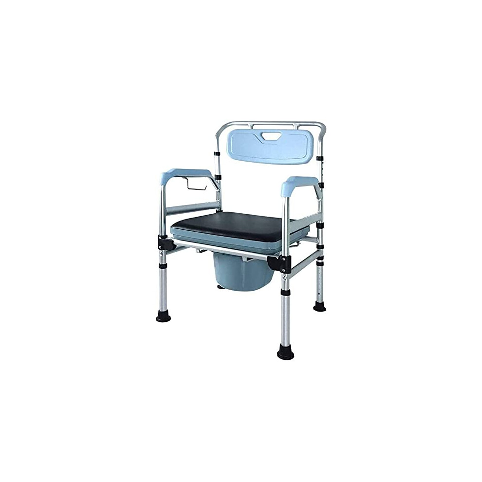 Adjustable Height Commode Chair for Elderly, HeavyDuty Steel Bedside Toilet Chair with Bucket and Lid