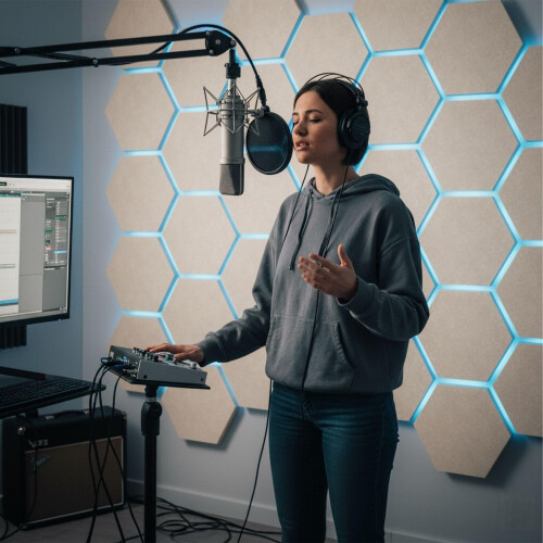 Hexagon Acoustic Panels, Self-Adhesive, Noise Reduction 1