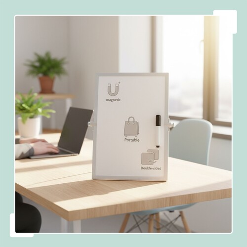 Magnetisch bureauwhiteboard, dubbelzijdig, met accessoires 2