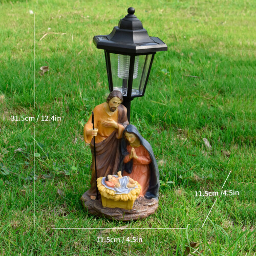 Handcrafted Solar Operated Light Nativity Manger Scene Resins 1