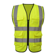 Visibility Safety Vest with Multi Pockets and Zipper, ANSI Class 2 Reflective Yellow XL Vest