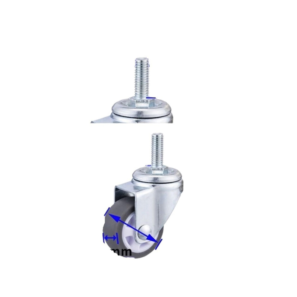 1.5 Inch Silent Gray Tpe Caster Wheels M8 Threaded Swivel Furniture Casters Set Of 4 For Floor Protection 9073542192473
