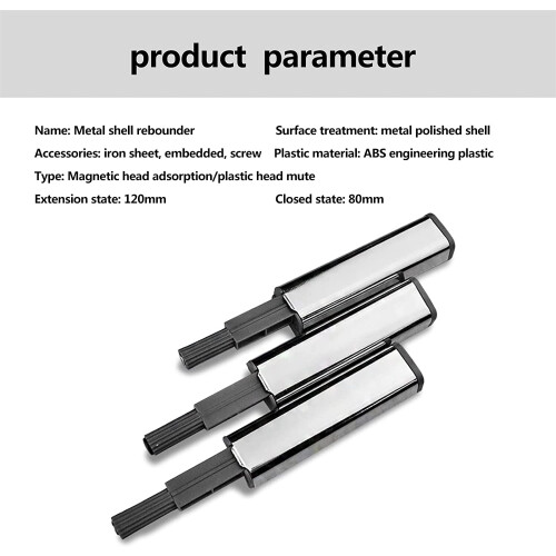 Push to Open Cabinet Latch Set, Magnetic Touch Latch for Handleless Kitchen Doors, Quiet Smooth Action, 2PCS 1