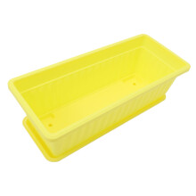 2 Sets Flower Planter Box with Drainage Tray, Large Rectangular Plant Pot for Indoor Outdoor Gardening
