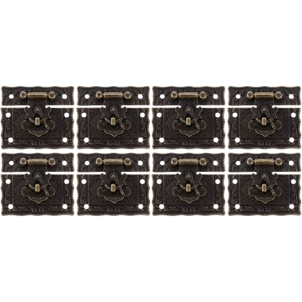 Antique Door Hasp Latch Bronze 12Pcs Set, Vintage Cabinet Lock For Wooden Chest Drawer Secure Closure 9351714670555
