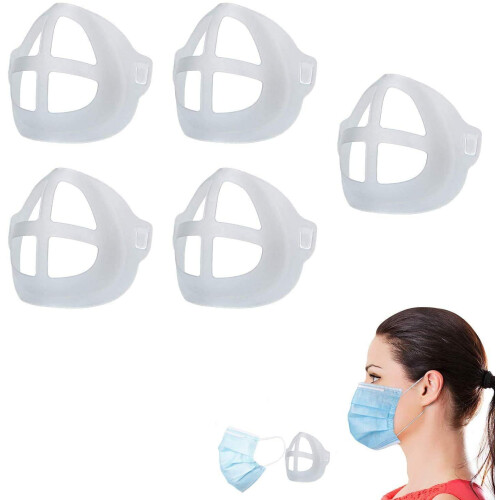3D Mask Bracket 5PCS Reusable Silicone Inner Support Frame with Breathing Space Design and AntiFog Airflow