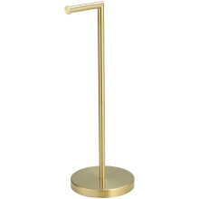Freestanding Toilet Paper Holder Brushed Gold, Rustproof Stainless Steel Stand with Weighted Base and Extra Roll Storage