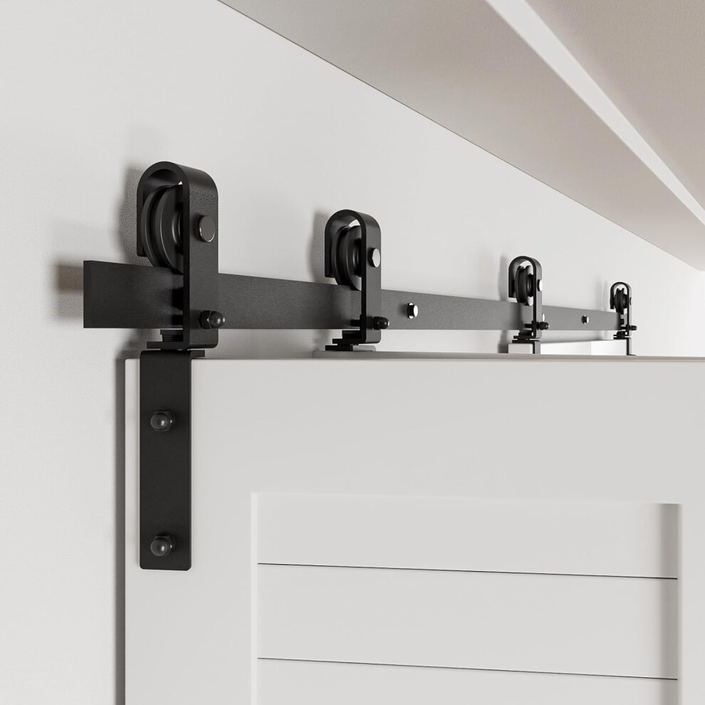 5Ft Bifold Barn Door Hardware Kit Black Carbon Steel Track System For Smooth Quiet Easy Installation 9330225530275