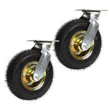 6 Inch Heavy Duty Rubber Pneumatic Caster Wheels Set of 2, Shock Absorbing Double Ball Bearing Swivel Castors for Carts
