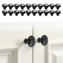 Black Zinc Alloy Cabinet Knobs and Round Mushroom Drawer Pulls for Kitchen Cabinets Pack of 20