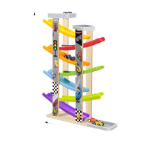 Car Ramp Toy Wooden Racing Playset 7 Track Parking Garage 8 Vehicles Learning Game Montessori Toys