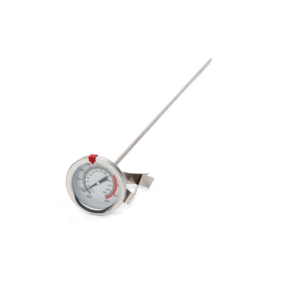 20cm Long Stem Stainless Steel Thermometer with Pot Clip for Frying, Cooking, Turkey, Food, Milk