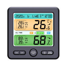 Indoor color screen digital display thermometer and hygrometer, household large screen electronic clock (TS-6211-B)