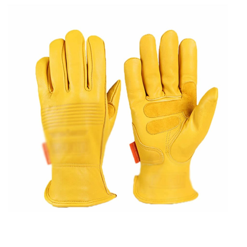 Men's Leather Work Gloves Xlarge Durable Protection With Enhanced Grip For Motorcycle Riding Yellow 9330225530626