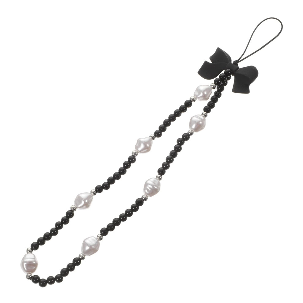 Cute Bowknot Pearl Beaded Phone Charm Strap, Elegant AntiâLoss Wrist Lanyard For Mobile And Camera 9351714670982