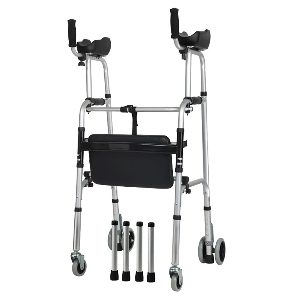 Lightweight Folding Rollator Walker for Seniors with Adjustable Height, Seat and Ergonomic Arm Support