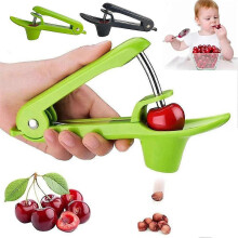(Green) Cherry Pitter Tool - Stainless Steel Cherry Core Remover, One-Handed Operation for Easy & Safe Kitchen Use