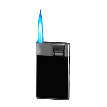 Jet Torch Lighter Black Windproof Butane Refillable Slim Design Zinc Alloy Easy Press Ignition
