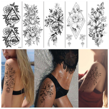 Rubs - temporäre Tattoos mit Blumenmotiven 8 Stück Black