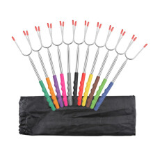 Marshmallow Roasting Sticks 12 Pack Extra Long 45 Inch Telescopic BBQ Forks Stainless Steel for Campfire and Grill