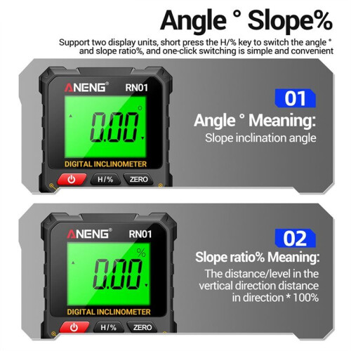 ANENG RN01 Digital Goniometer Inclinometer Electronic Angle/Level/Slope Four-Sided Magnetic Tester Protractor Woodworker Tool