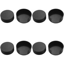 Conjunto de 24 Porta-Copos de Couro Redondo Tapete Almofada para Uso Doméstico e Cozinha Preto