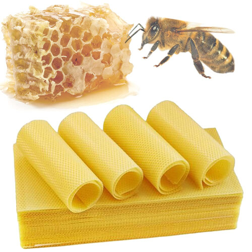 30 Pack Pure Beeswax Wired Foundation Sheets for Beekeeping Hive Frames,  Honey Production