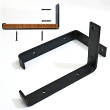 12 Inch Heavy Duty Metal Floating Shelf Brackets with Lip, Black Wall Mounted Industrial Design, 2 Pack