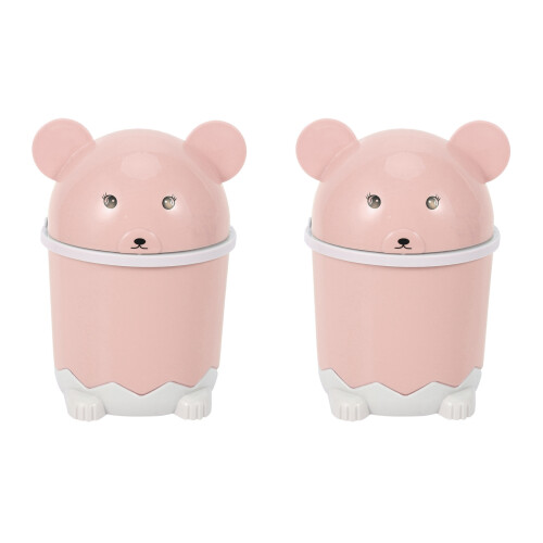 2X  Cute Desktop Trash Desktop with Lid Small Paper Basket  Flip Plastic Trash Can