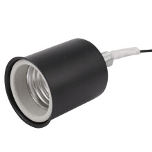 3X E27 Ceramic Screw Base Round LED Light Bulb Lamp Socket Holder Adapter Metal Lamp Holder with Wire Black