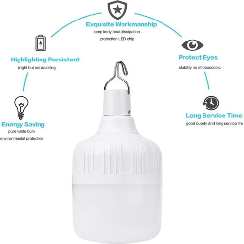 Camping Lantern Dimmable LED Light Bulb 5 Lighting Modes USB Rechargeable Hanging Tent Light Lumen Emergency Lantern 2