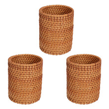 3X Rattan Chopsticks Tube Shovel Spoons Bucket Dinner Knives Forks Tableware Storage Box Home Storage Baskets A
