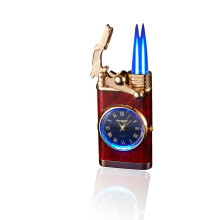 2 in 1 Watch Jet Flame Lighter, Refillable Butane Torch with Adjustable Flame for Camping and Gifts (Red)