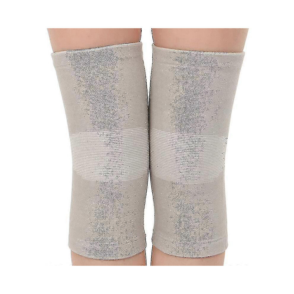 Gray (, Xl) Bamboo Knee Support Sleeves 1 Pair, Compression For Running & Sports Pain Relief