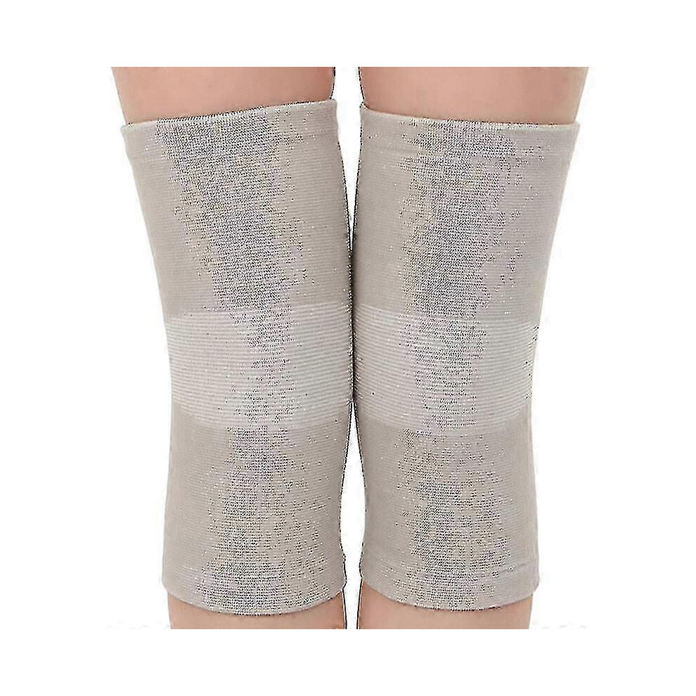 Gray (, M) Bamboo Knee Support Sleeves 1 Pair, Compression For Running & Sports Pain Relief