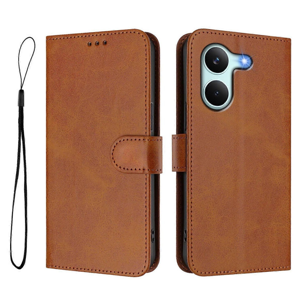 (Brown) For Xiaomi Poco X8 Pro / Redmi Turbo 5 Wallet Case, Rfid Leather Stand Cover Brown 5481512402257