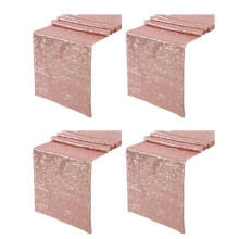 4X Sparkly Rose Gold Sequin Table Runners 12X71 Inch Shimmer Table for Wedding Party Anniversary Table Cloth