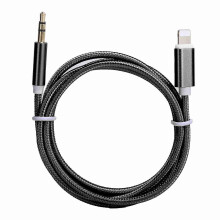 (Black) Câble AUX pour iPhone 12, câble adaptateur tressé en nylon 3,5 mm