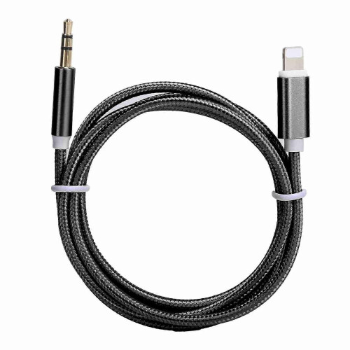 (Black) AUX Cord for iPhone 12, 3.5mm Nylon Braided Adapter Cable