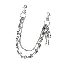 Stijlvolle gotische metalen ketting met schedelthema,-Zilver