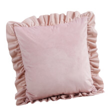 Practical Flocking Ruffle Edge Bed Cover Pilling Proof-Pink