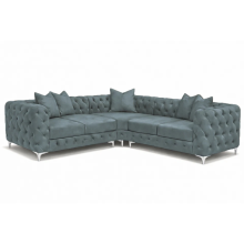 (Space Grey, 5 Seater Corner) Monaco Sofa 3+2 Set 1,2,3 Seater Chesterfield Velvet Couch Longue Lounger Settee