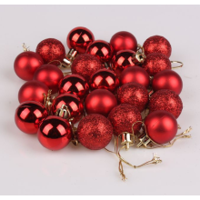 Christmas Baubles Red 3CM 24PCS Shatterproof Ornament Set Home Use for Xmas Tree Holiday Party Decoration