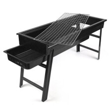 Portable Tabletop Charcoal Grill for Outdoor Cooking, Durable Iron BBQ with Adjustable Air Vents