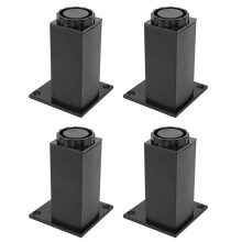 100mm Black Adjustable Cabinet Legs, Square Aluminum Base with Stable Support for Furniture