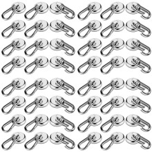 48 Pack Strong Magnetic Hooks, 60LBS Heavy Duty Magnet Hooks Strong Neodymium Magnets with Carabiner Hook