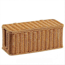 Handmade Rattan Cable Management Box with Open Slots, Under Desk Cord Organizer