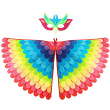 Costume da gufo con ali di pavone, scialle, mantello e maschera per cosplay per bambini.
