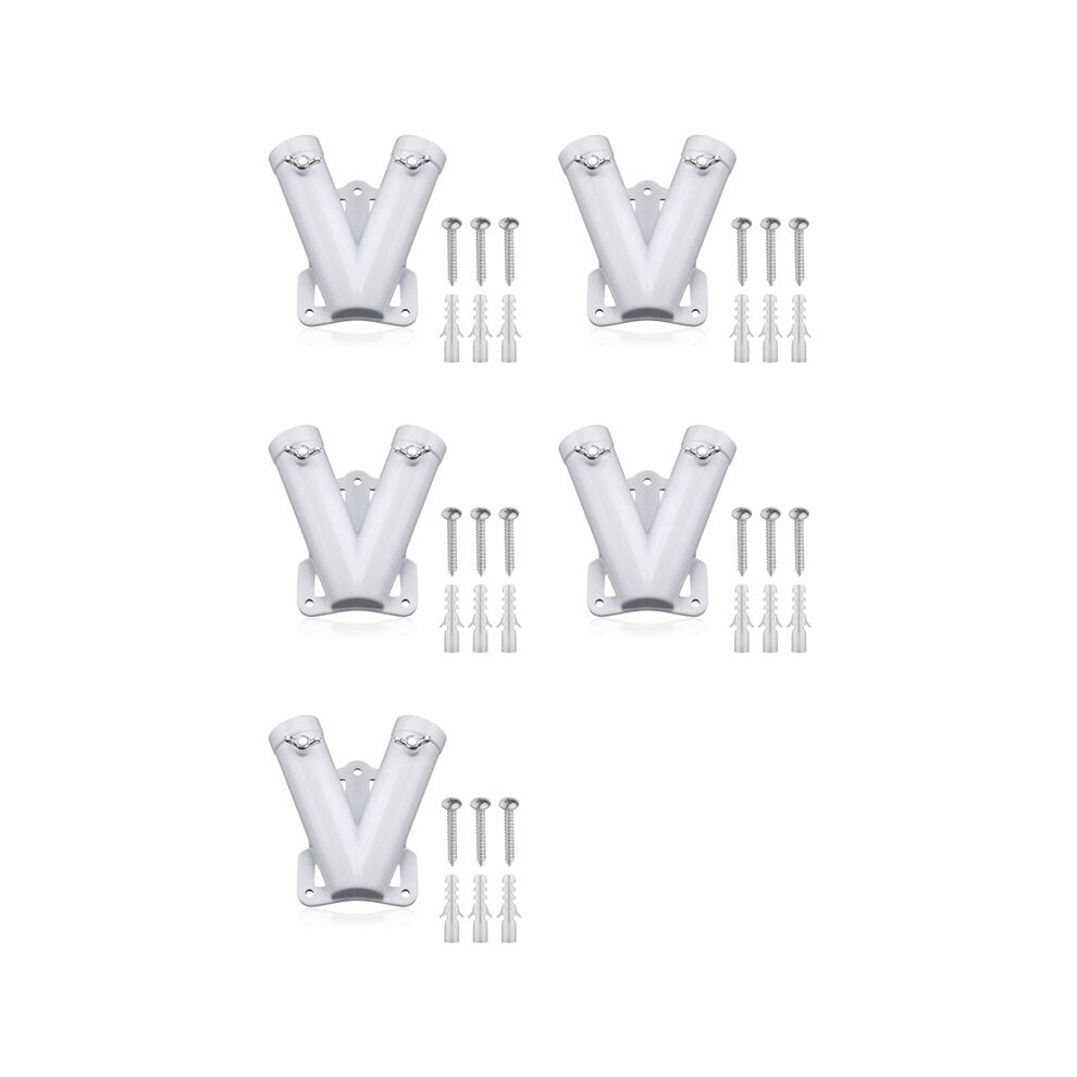 Brecantia 5X Double Flagpole Bracket Holder, V Shape Aluminum Alloy Flagpole Wall Mount Bracket Windproof Flag Bracket Mounting