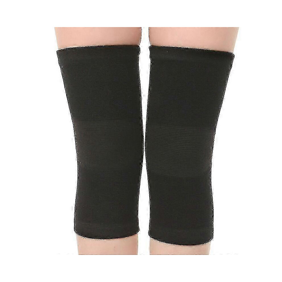 Black (, L) Bamboo Knee Support Sleeves 1 Pair, Compression For Running & Sports Pain Relief